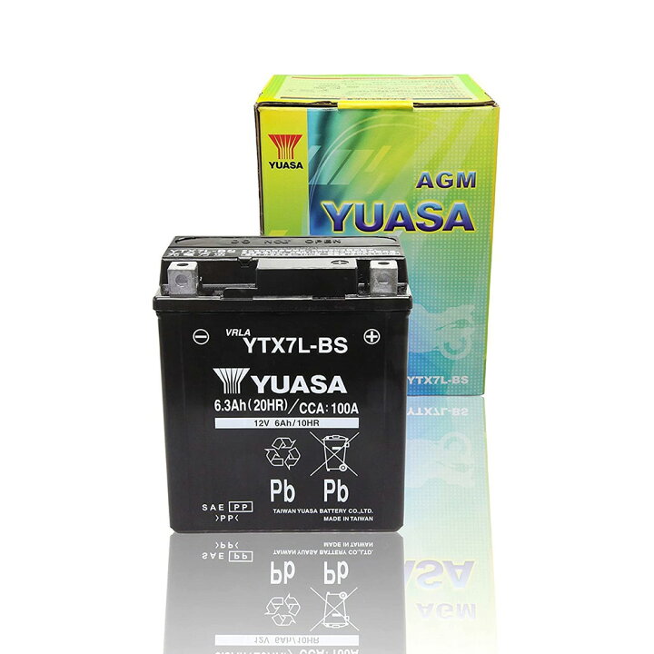 楽天市場】YTX7L-BS 台湾 yuasa ユアサ バイク バッテリー 液入り充電 