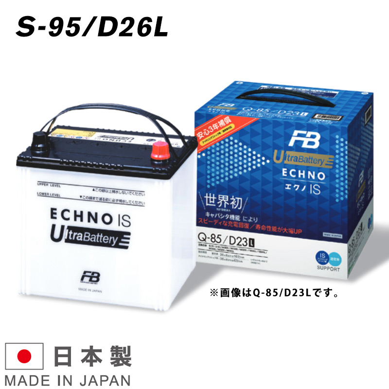 世界初の新技術が 圧倒的なパワーと耐久性を実現 数量は多 S-95 D26L 古河バッテリー ECHNO IS おトク UltraBattery 送料無料 DBA-ACR50W セレナ DAA-HFC26 DBA-RC2 エクノISウルトラバッテリー