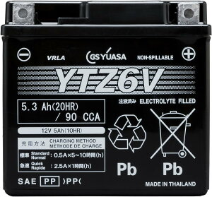 YTZ6V GS���A�T �o�C�N�o�b�e���[ VRLA �t����[�d�� 12V 5Ah ���ܖ�H��d�グ