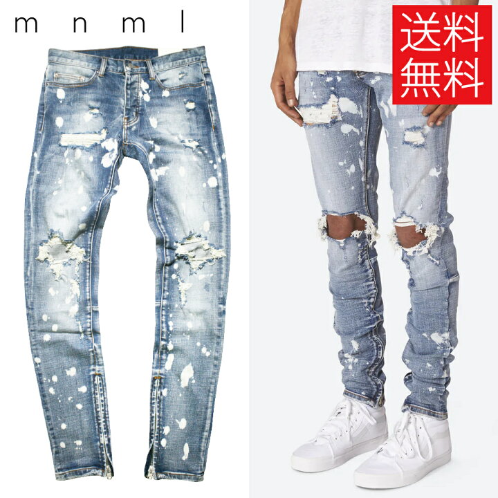 楽天市場】【送料無料】mnml M1 SPLASH クラッシュ スキニー デニム 