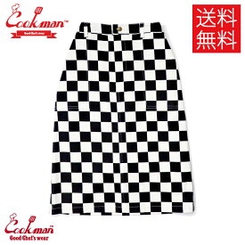 【送料無料】COOKMAN Checker ベイカーズ スカート チェッカー ホワイト/ブラック 白/黒 Baker's Skirt White/Black クックマン レディース ガールズ 女