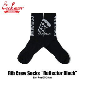 COOKMAN クックマン Rib Crew Socks リブクルーソックス Reflector Black リフレクター ブラック 黒 靴下 メンズ レディース 男女兼用 カジュアル US 7-10 (25-28cm相当)