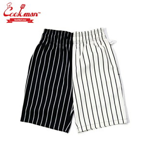COOKMAN �N�b�N�}�� Chef Pants Short �V�F�t�p���c �V���[�g Crazy Pattern Stripe Black/White �N���C�W�[�p�^�[�� �X�g���C�v �u���b�N/�z���C�g ��/�� �C�[�W�[�p���c �����Y ���f�B�[�X �j�����p �J�W��