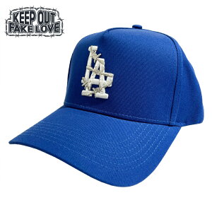 KEEP OUT FAKE LOVE WORLD FAMOUS LA �X�i�b�v�o�b�N�L���b�v ���C�����u���[ �X�q �� SNAPBACK CAP RoyalBlue �L�[�v�A�E�g�t�F�C�N���u �t���[�T�C�Y �����Y ���f�B�[�X �j�����p