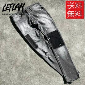 【送料無料】LEFLAH hardwash remake スキニーデニム パンツ ハードウォッシュ リメイク ブラック 黒 denim skinny pants Black レフラー サイズL