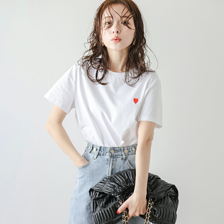楽天市場】【半額クーポン対象】トップス Tシャツ ハート 刺繍 