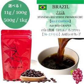 【ブラジル イパネマ農園 ブルーエディション レッドグレープ ＊ 11g/ 100g / 500g / 1kg】イパネマ農園 リオヴェルデ A40 Red Grapes レッドグレープ コーヒー豆 スペシャルティコーヒー 自家焙煎豆 ブラジル コーヒー ギフト プレゼント 奈良 オリジナル 珈琲