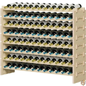 ZENY 大型 ボトル96本 木製ワインラック 積み重ね可能 横12列収納 頑丈な木製陳列棚 ラックオーガナイザー