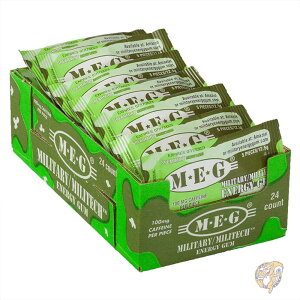 【1000円/500円クーポン配信中】ミリタリー エネルギー ガム 1 個あたり 100 mg のカフェイン + エネルギー増加 スペアミント 24 パック 120個入りMEG