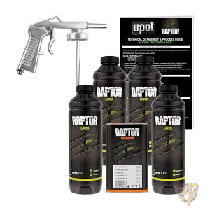 ブラックウレタンスプレー式トラック荷台ライナー塗装キット U-POL Raptor スプレーガン付き 3.7L UP0820