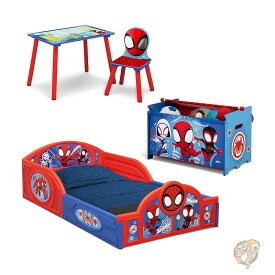 マーベル スパイダーマン スパイダーマンと仲間たち キッズインテリア4点セット 幼児用ルームインアボックス スリープ アンド プレイ 幼児用ベッド テーブル 椅子 1脚 おもちゃ箱付き Delta Children デルタチルドレン