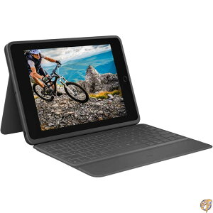 Logitech Rugged Folio - iPad (7A8A9) یL[{[hP[X X}[gRlN^[t LbNX^ht ϋv̂邱ڂh~L[{[h ubN 7.4 x 0.9 10.2 (j[A