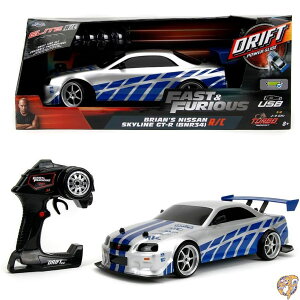 �y�X�[�p�[�Z�[��!�N�[�|���z�M���zJada 99701 Toys Fast & Furious Brian's Nissan Skyline GT-R (BN34) Drift Power Slide RC Radio Remote Control Toy Race Car with Extra Tires, 1:10 Scale, Silver/Blue 141�m���s�A���n