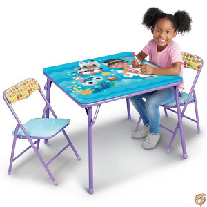 Gabby's Doll House Girls Folding Table & Chairs Set for Kids and Toddlers 36 Months Up To 7 years, Includes: 1 (36L x 24W 20H), 2 (13L 13.5W 21H) Weight Limit: 70 lb