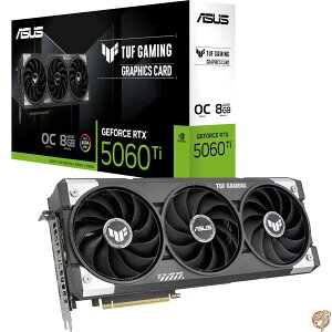 ASUS TUF Gaming GeForce RTX  5060 Ti 8GB GDDR7 OC Edition �Q�[�~���O�O���t�B�b�N�X�J�[�h (PCIe 5.0�AHDMI/DP 2.1�A3.1�X���b�g�A�~���^���[�O���[�h�R���|�[�l���g�A�ی�PCB�R�[�e�B���O�AAxial-tech�t�@��)�B