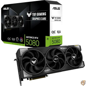 ASUS TUF Gaming GeForce RTX &trade; 5080 16GB GDDR7 OC Edition ゲーミンググラフィックスカード (PCIe&reg; 5.0、HDMI&reg;/DP 2.1、3.6スロット、ミリタリーグレードコンポーネント、保護PCBコーティング、Axialtechファン、蒸気室)。