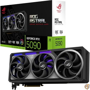 ASUS ROG Astral GeForce RTX 5090 OC Edition �Q�[�~���O�O���t�B�b�N�X�J�[�h (PCIe 5.0�A32GB GDDR7�AHDMI/DP 2.1�A3.8�X���b�g�A4�t�@���f�U�C���AAxial-tech�t�@���A�����擾�ς݃x�[�p�[�`�����o�[�A���ω�GPU