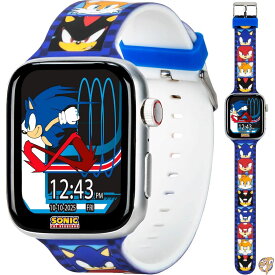 ソニック・ザ・ヘッジホッグ (Sonic The Hedgehog) キッズ用スマートウォッチ - Bluetooth通話、メッセージ通知、カメラ、音楽再生、睡眠トラッカー、フィットネス・アクティビティアプリ搭載 6種類の文字盤、タッチスクリーン、USB充電式 手首周り約14cm〜20cmに対応
