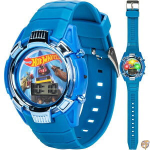 Accutime Hot Wheels�L�b�Y�E�H�b�` - ���C�g�A�b�vLCD�f�B�X�v���C�A���߉\�ȉ��K�ȃX�g���b�v�A�R���N�^�[�p�� �j�̎q�Ə��̎q�ɍœK