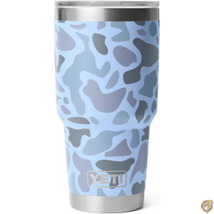 YETI Rambler 30 oz Tumbler, Stainless Steel, Vacuum Insulated with MagSlider Lid, Blue Camo�iYETI �����u���[ 30�I���X ��887ml �^���u���[ �X�e�����X�� �^��f�M MagSlider�W�t�� �u���[�J���j