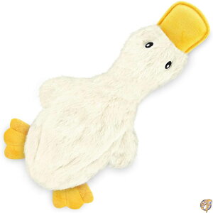 �y�ő�777�~�N�[�|���z�M�zBest Pet Supplies Crinkle Dog Toy for Small, Medium, and Large Breeds, Cute No Stuffing Duck with Soft Squeaker, Fun Indoor Puppies Senior Pups, Plush Mess Chew Play - White