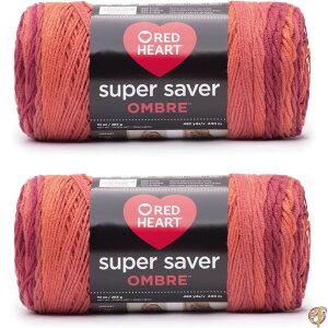 Red Heart Super Saver Ombre Hot Sauce Yarn - 2 Pack of 10oz/283g Acrylic 4 Medium (Worsted) 482 Yards Knitting/Crochet, 4.25 x 10.5