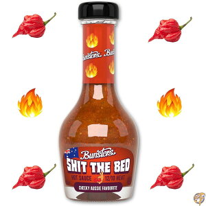 Bunsters Shit The Bed 12/10 Heat Hot Sauce - Chili Pepper with Aussie Fruit and Veg Plant Based, GMO, Gluten Free Comes in a Custom Made Champagne-Inspired Bottle
