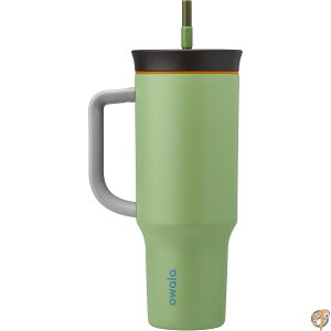 �y�ő�2000�~�N�[�|��15���zOwala Stainless Steel Triple Layer Insulated Travel Tumbler with Spill Resistant Lid, Straw, and Carry Handle, BPA Free, 40 oz, Green (Brave Adventures)