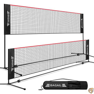 �y�|�C���g2�{5��10������zBAGAIL Badminton Net, Foldable Nylon Hieght Adjustable Stand and Portable Carry Bag, Easy to Assemble or Disassemble, Ideal Recreational Sports Net for Tennis, Kids Volleyball