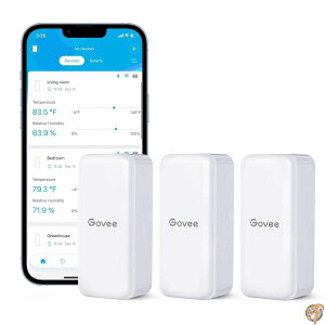 �y20���ő�4000�~�N�[�|���zGovee ���x�v ���x�v 3�p�b�N H5100 �~�j Bluetooth ���x���x�Z���T�[ APP�ʒm�A���[�g�t�� �ڑ��͈�230�t�B�[�g