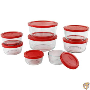 Pyrex �K���X���H�i�ۑ��Z�b�g 16�� - 7�A4�A2�A1�J�b�v�̊ۂ��e��A�W�t���ABPA�t���[�A�H��􂢋@�A�d�q�����W�Ή��B