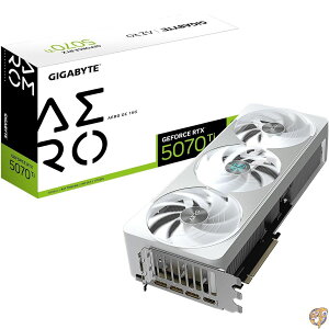 GIGABYTE GeForce RTX 5070 Ti AERO OC 16G�O���t�B�b�N�X�J�[�h�A16GB 256�r�b�gGDDR7�APCIe 5.0�AWINDFORCE��p�V�X�e���AGV-N507TAERO OC-16GD �r�f�I�J�[�h�B