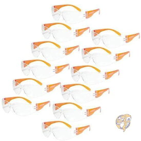 ゴーグル　 12個セット　JORESTECH 　メガネ　 保護メガネ オレンジ 耐衝撃 ゴーグル　業務用　透明メガネまとめ買い　ダスト　ホコリ対策 送料無料