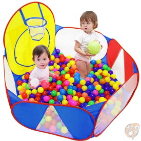 Eocolz 子供用 ボールプール ボールピット 120cm ポップアップ バスケットゴール付き プレイペン 誕生日 プレゼント 送料無料