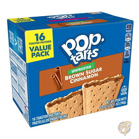 ケロッグ ポップタルト Pop-Tarts 子供向けトースター ペストリー 16枚、765g (フロストなしブラウン シュガー シナモン)