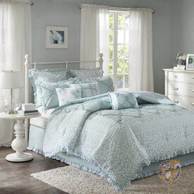 マディソンパーク 綿 掛け布団 9点セット Mindy 9 Piece Cotton Percale Comforter Set Aquaアメリカ輸入家具　アメリカ輸入雑貨 送料無料