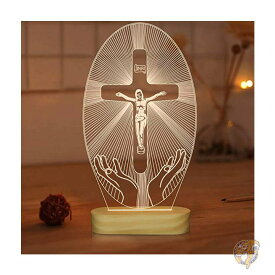 Lightzz ライトズ インテリア キリスト 十字架 3Dナイトライト ネオン照明 ゲーミングルーム イエロー