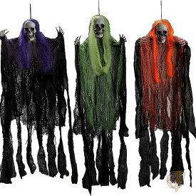 JOYIN ジョイン パーティー装飾 ハロウィン ハンギング 死神 デコレーション 3 個セット マルチ ガイコツ オバケ