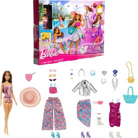 Barbie バービー アドベントカレンダー バービー人形 24個 アクセサリー 水着 ドレス 帽子 子猫など クリスマスカウントダウン　着せ替え お洒落