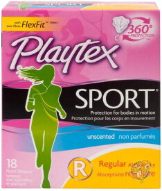 プレイテックスタンポン Playtex スポーツ フレックスフィット レギュラー 無香料 18本　スポーツ向けタンポン　アメリカ製品　運動 送料無料
