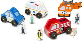 メリッサ&ダグ 木製 緊急車両 4個セット Melissa & Doug 働く車 おもちゃ 送料無料