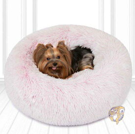 ペット用ベッド 小型犬 猫 ドーナツ型 直径58.4cm Pink 送料無料