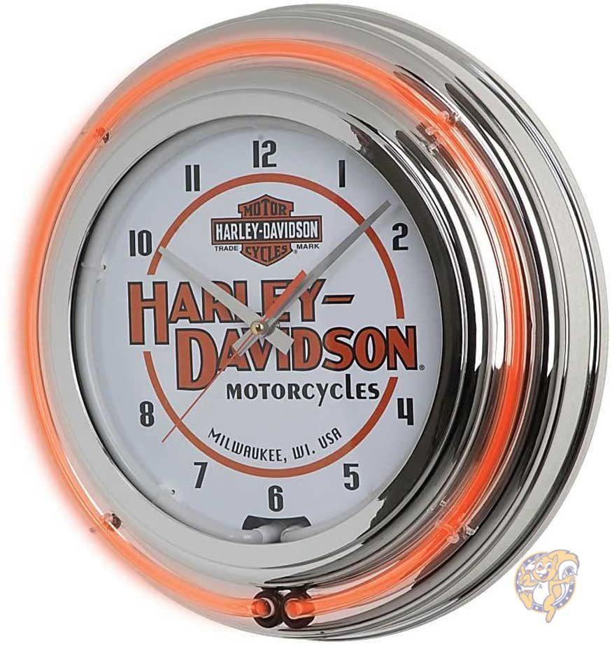 ハーレーダビッドソン ダブルネオンバー＆シールドクロック Harley-Davidson 壁掛け時計 送料無料 | アメリカ輸入ランド