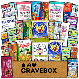 CraveBox ヘルシー 健康 ナチュラルフード バー フルーツスナック アソート ギフト ボックス 30個入　アメリカ輸入お菓子　ヘルシーお菓子詰め合わせ　個包装お菓子　ナッツ　フルーツグミ　バー　ポップコーン　ベジチップス　海外ヘルシーフード 送料無料