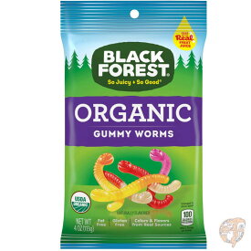 オーガニック グミ アメリカお菓子 ブラックフォレスト Black Forest Organic Gummy Worms 113g×12袋　Organicミミズグミ　オーガニックお菓子　アメリカ輸入お菓子 送料無料