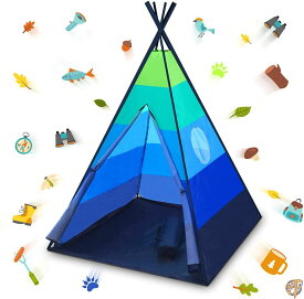 (Blue) - USA Toyz Teepee Kids Tent - Happy Hut Outdoor Indoor Tents for 送料無料