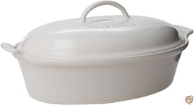 Le Creuset Stoneware 4-Quart Covered Oval Casserole ,White 【並行輸入】 送料無料