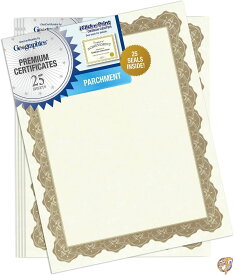 Parchment Paper Certificates, 8-1/2 x 11, Optima Gold Border, 25/Pack 送料無料