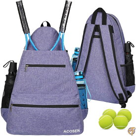 ACOSEN テニスバッグ テニスバックパック - 大型テニスバッグ レディース メンズ テニスラケット ピックルボールパドル 送料無料