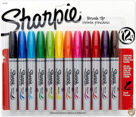 Sharpie 油性マジック ブラシ先 12-Pack 送料無料